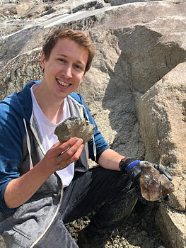 Johannes Ruef vor einer Gwindelkluft im Val du Trient